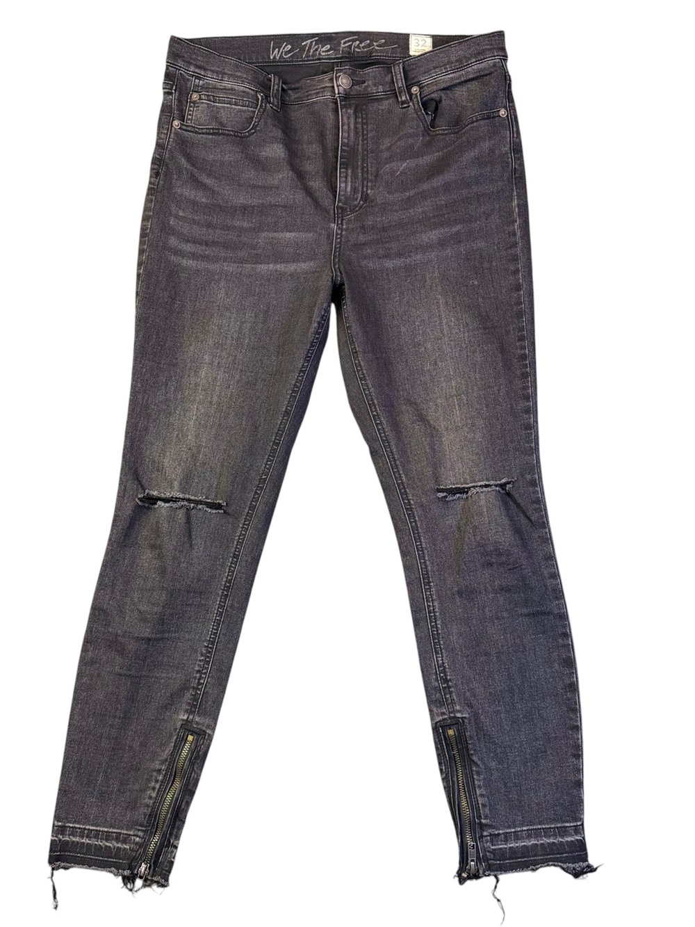 Free People We The Free High Rise  Vintage Black Skinny Jeans Grunge Women 32/33